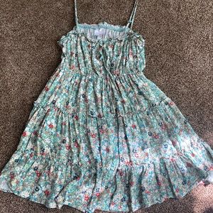 Green floral mini dress